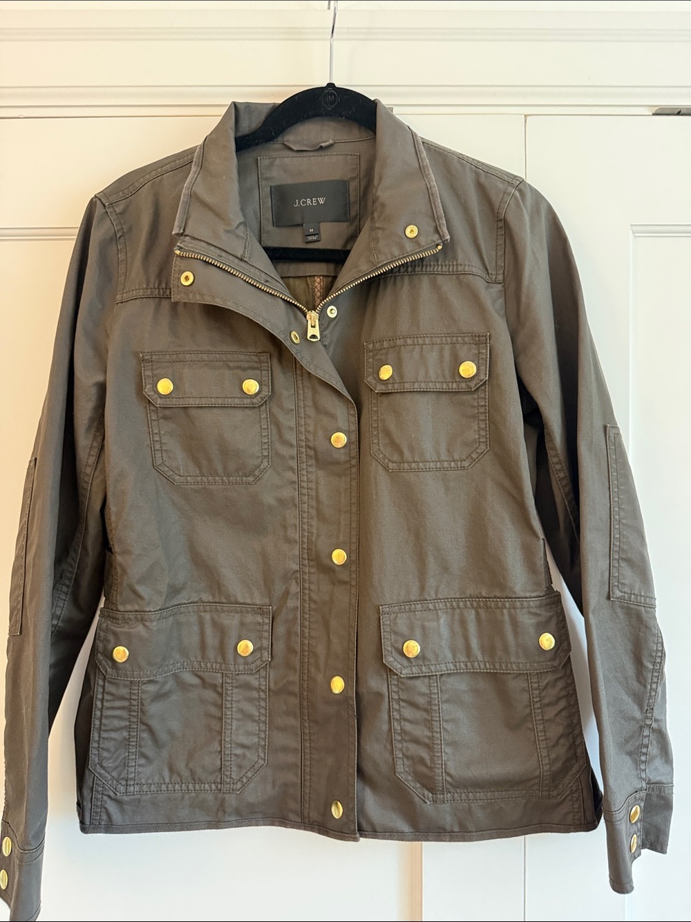 J. Crew Olive Utility Jacket with Gold-Tone Buttons